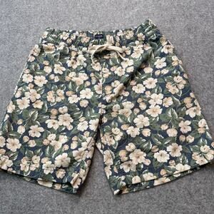 Men's J. Crew Blue, Cream and Green Floral Swim Shorts Trunks Size Small